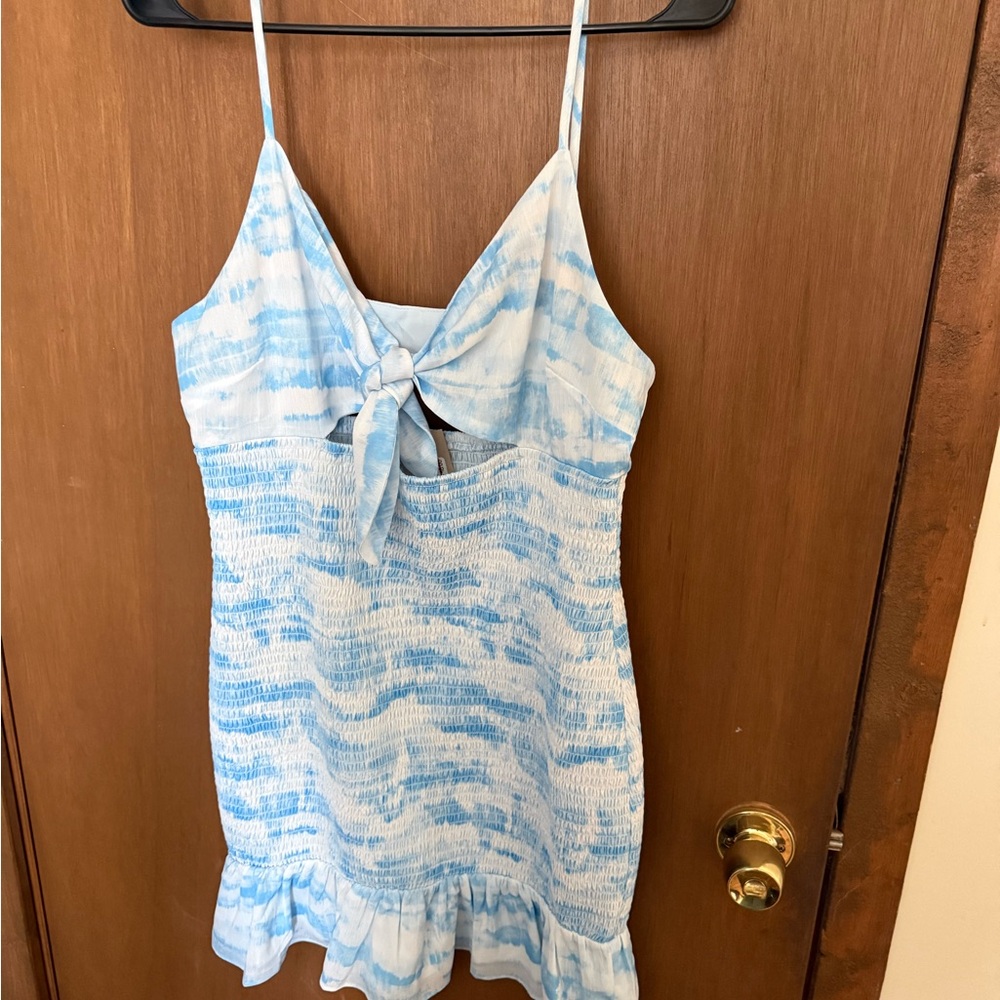 Sky Blue Tie-Dye Mini Dress